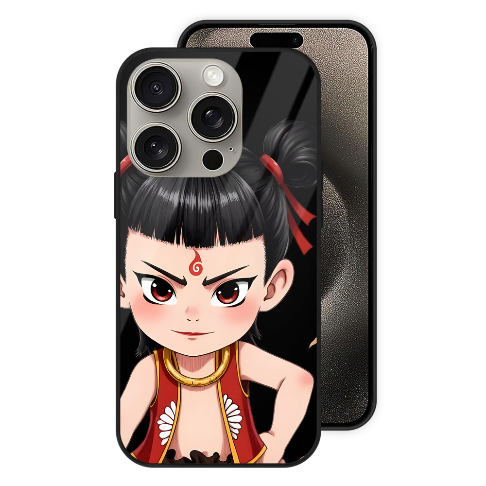 （画像用） Ne Zha 2 ナタ 魔童の大暴れ 【iPhone15Pro対応】スマホケース 耐衝撃＆黄変防止 背面ガラス