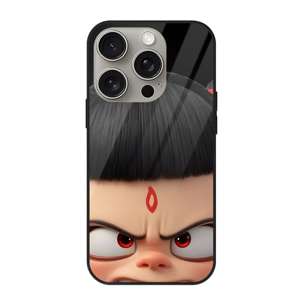 （画像用） Ne Zha 2 ナタ 魔童の大暴れ 【iPhone15Pro対応】スマホケース 耐衝撃＆黄変防止 背面ガラス