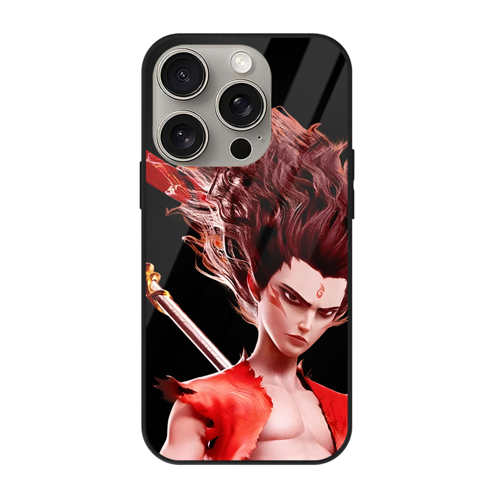 （画像用） Ne Zha 2 ナタ 魔童の大暴れ 【iPhone15Pro対応】スマホケース 耐衝撃＆黄変防止 背面ガラス