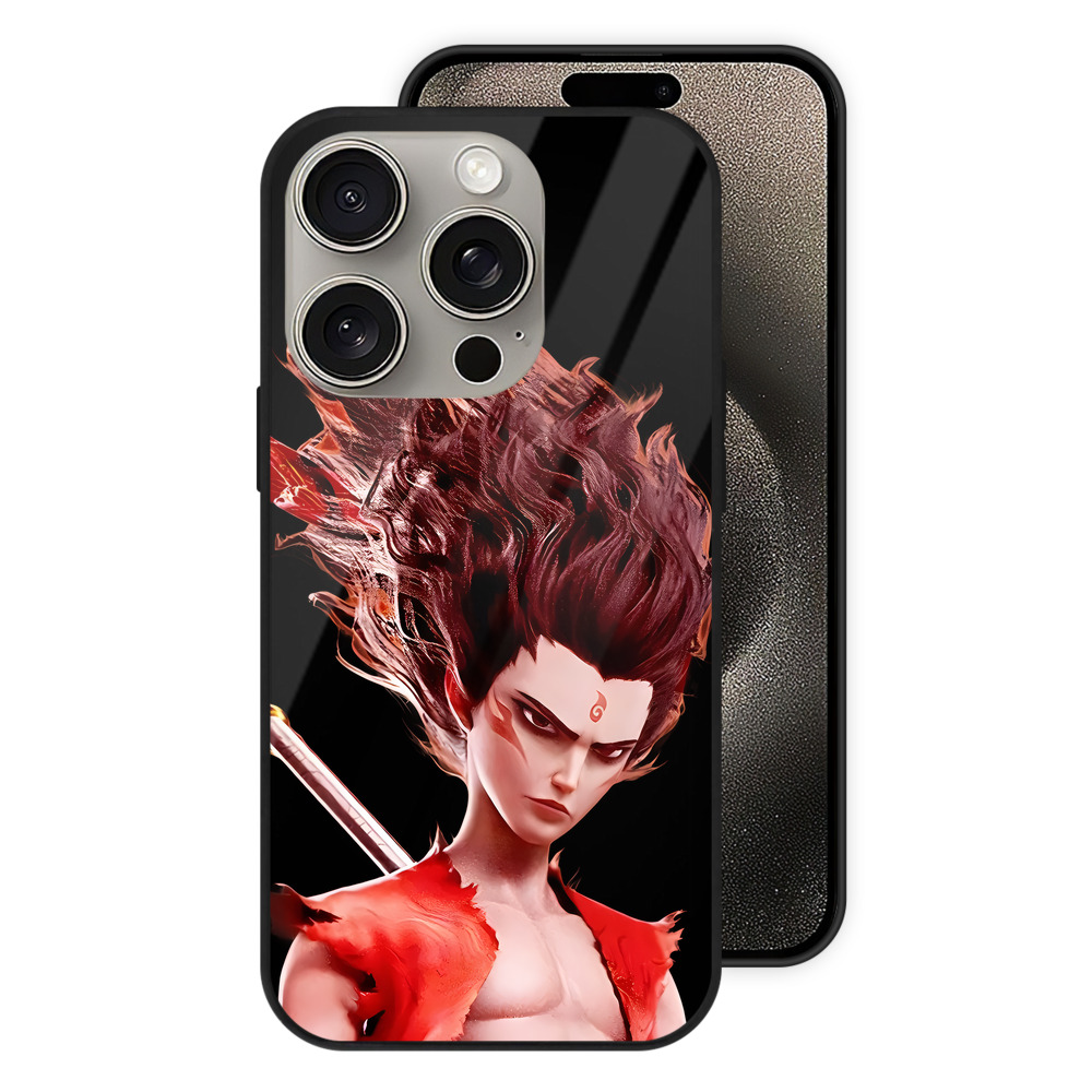 （画像用） Ne Zha 2 ナタ 魔童の大暴れ 【iPhone15Pro対応】スマホケース 耐衝撃＆黄変防止 背面ガラス