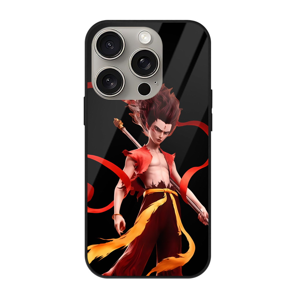 （画像用） Ne Zha 2 ナタ 魔童の大暴れ 【iPhone15Pro対応】スマホケース 耐衝撃＆黄変防止 背面ガラス