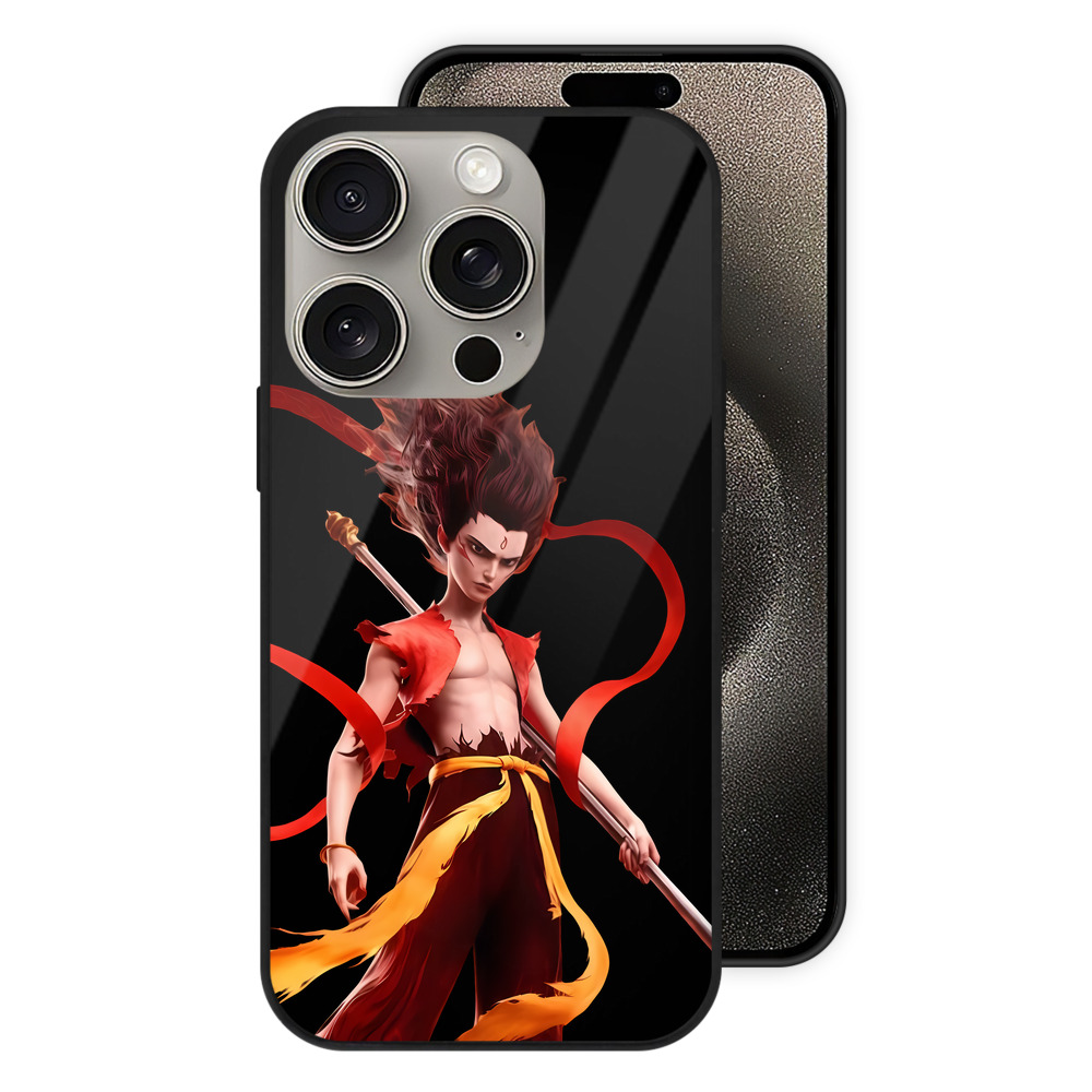（画像用） Ne Zha 2 ナタ 魔童の大暴れ 【iPhone15Pro対応】スマホケース 耐衝撃＆黄変防止 背面ガラス
