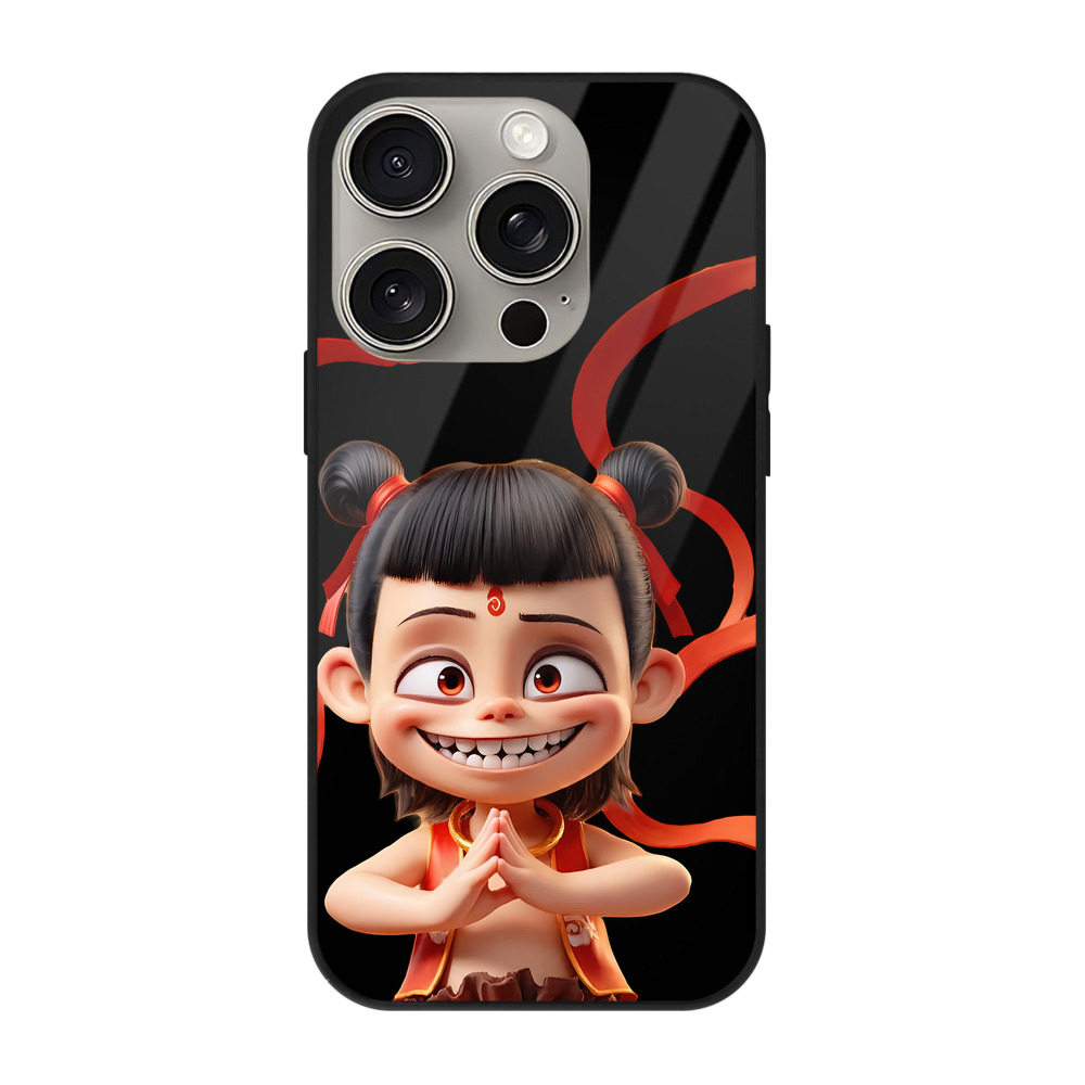 （画像用） Ne Zha 2 ナタ 魔童の大暴れ 【iPhone15Pro対応】スマホケース 耐衝撃＆黄変防止 背面ガラス