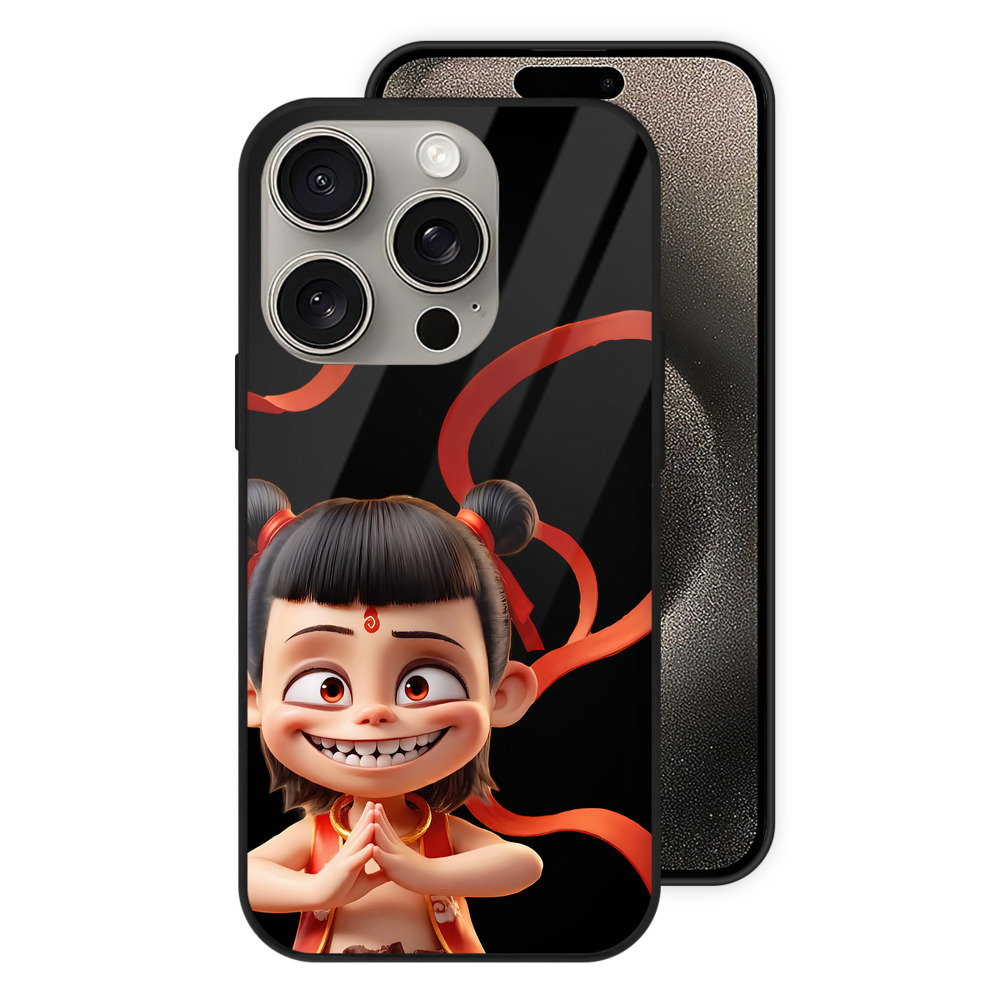 （画像用） Ne Zha 2 ナタ 魔童の大暴れ 【iPhone15Pro対応】スマホケース 耐衝撃＆黄変防止 背面ガラス