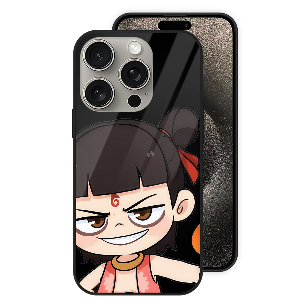 （画像用） Ne Zha 2 ナタ 魔童の大暴れ 【iPhone15Pro対応】スマホケース 耐衝撃＆黄変防止 背面ガラス