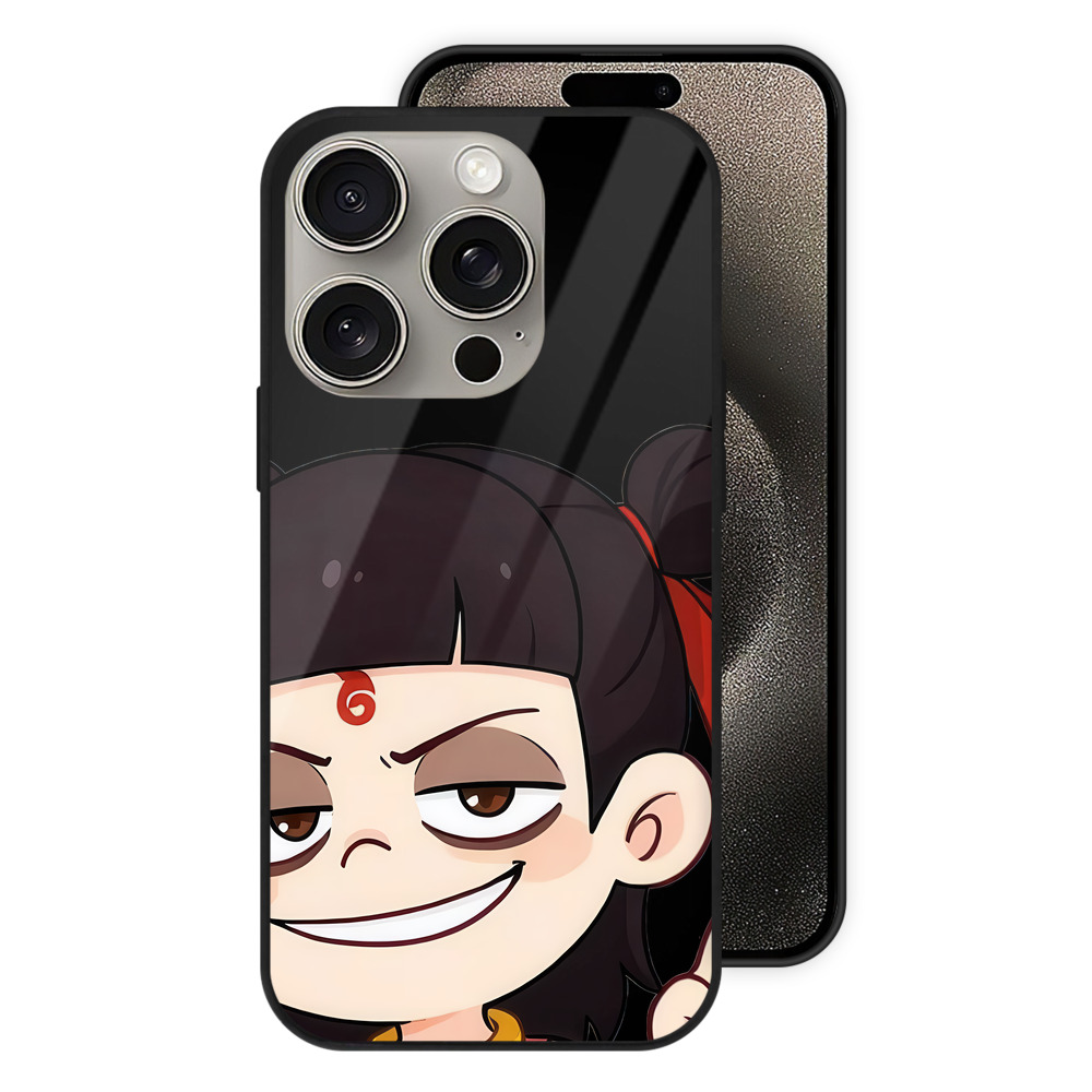 （画像用） Ne Zha 2 ナタ 魔童の大暴れ 【iPhone15Pro対応】スマホケース 耐衝撃＆黄変防止 背面ガラス