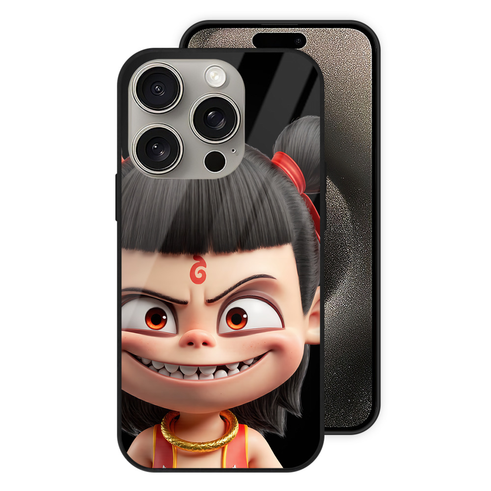 （画像用） Ne Zha 2 ナタ 魔童の大暴れ 【iPhone15Pro対応】スマホケース 耐衝撃＆黄変防止 背面ガラス