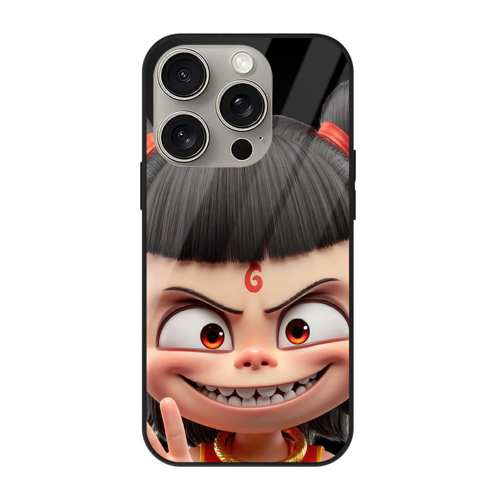 （画像用） Ne Zha 2 ナタ 魔童の大暴れ 【iPhone15Pro対応】スマホケース 耐衝撃＆黄変防止 背面ガラス