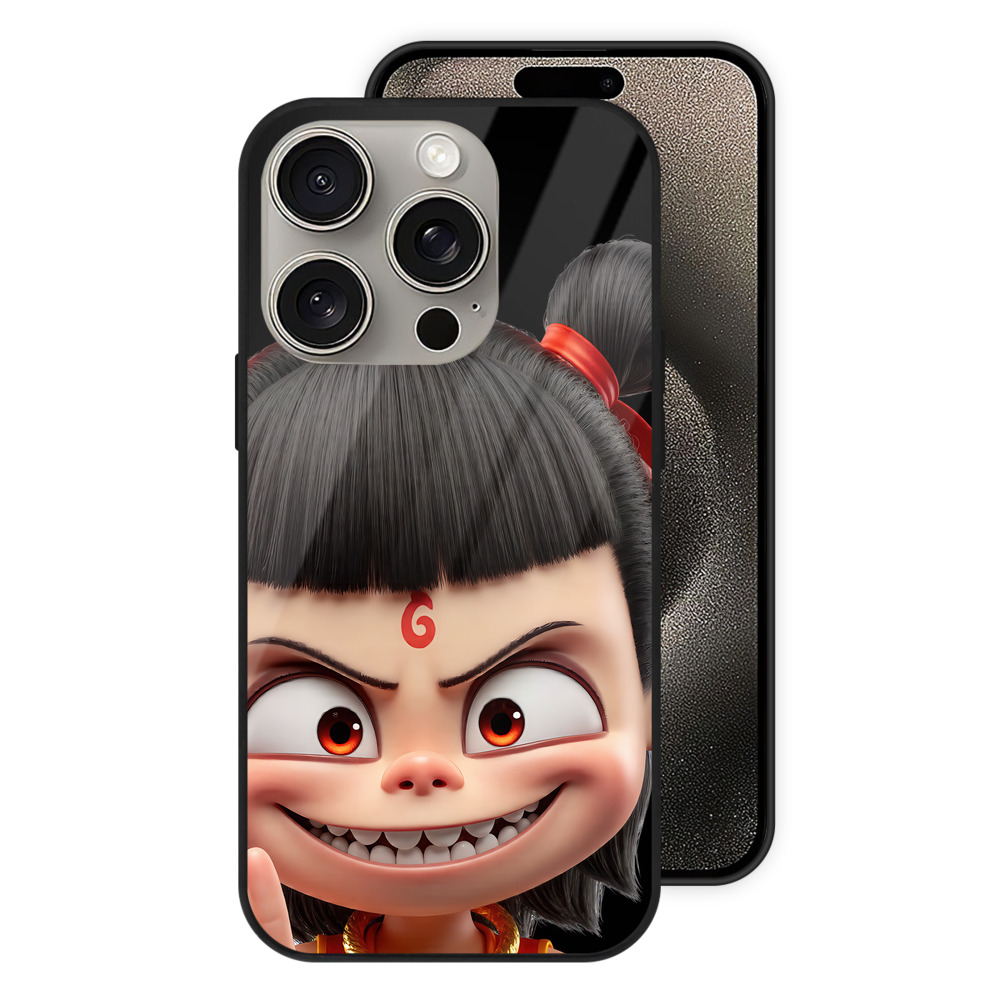 （画像用） Ne Zha 2 ナタ 魔童の大暴れ 【iPhone15Pro対応】スマホケース 耐衝撃＆黄変防止 背面ガラス