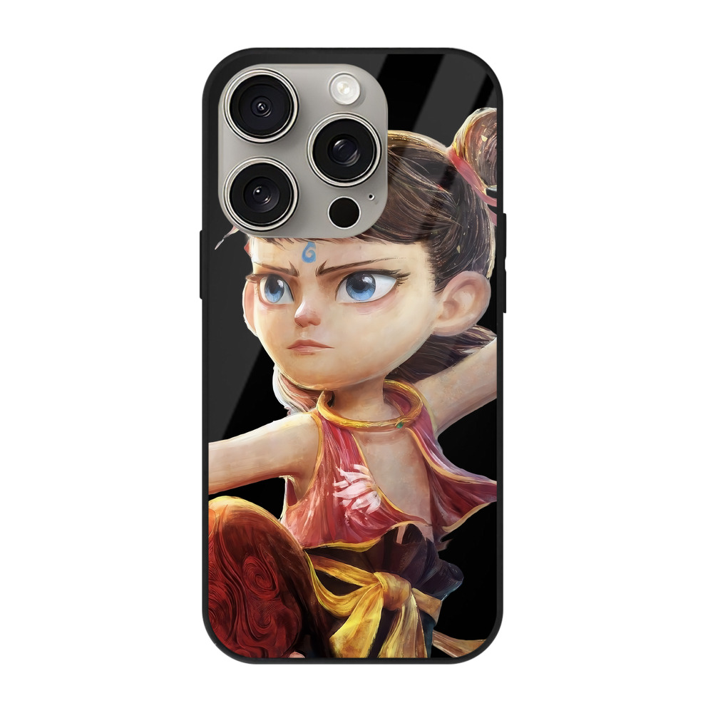 （画像用） Ne Zha 2 ナタ 魔童の大暴れ 【iPhone15Pro対応】スマホケース 耐衝撃＆黄変防止 背面ガラス