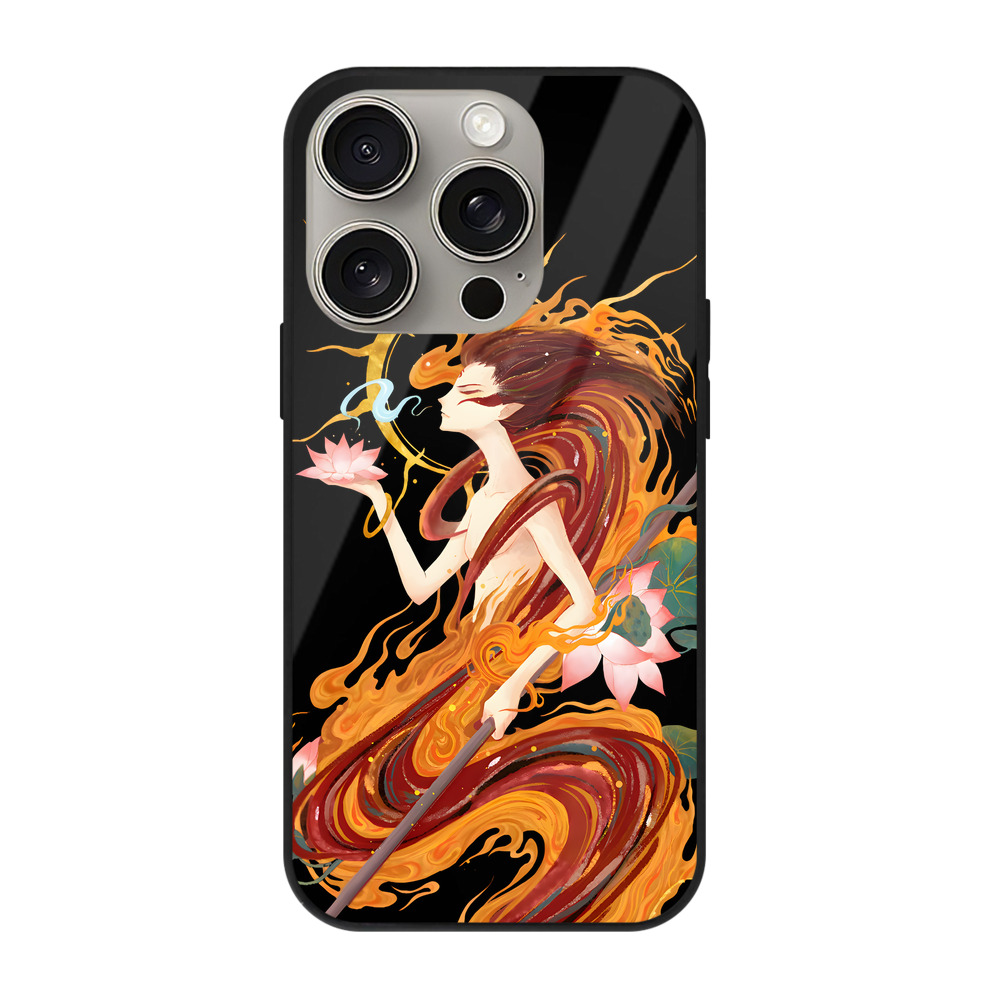（画像用） Ne Zha 2 ナタ 魔童の大暴れ 【iPhone15Pro対応】スマホケース 耐衝撃＆黄変防止 背面ガラス