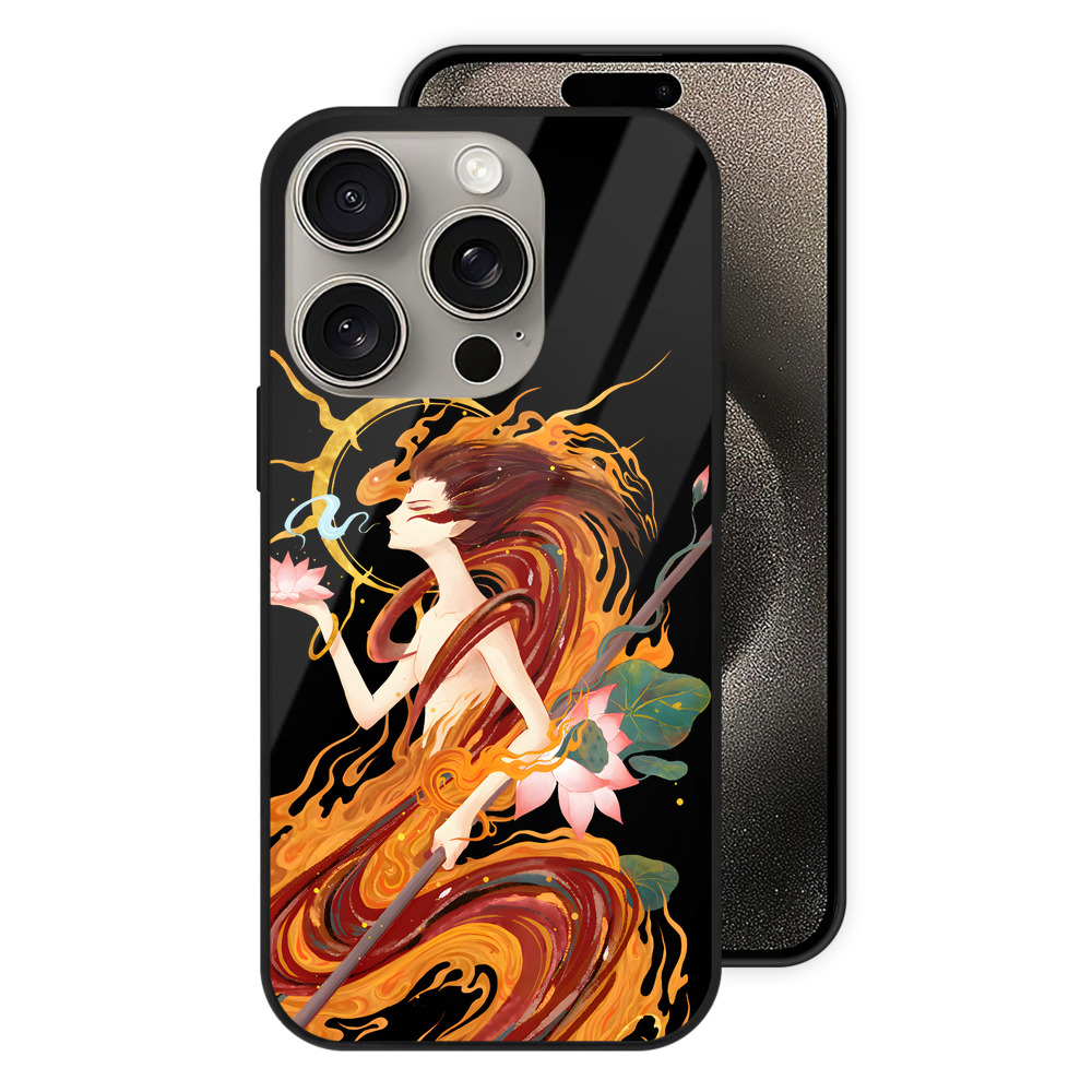 （画像用） Ne Zha 2 ナタ 魔童の大暴れ 【iPhone15Pro対応】スマホケース 耐衝撃＆黄変防止 背面ガラス