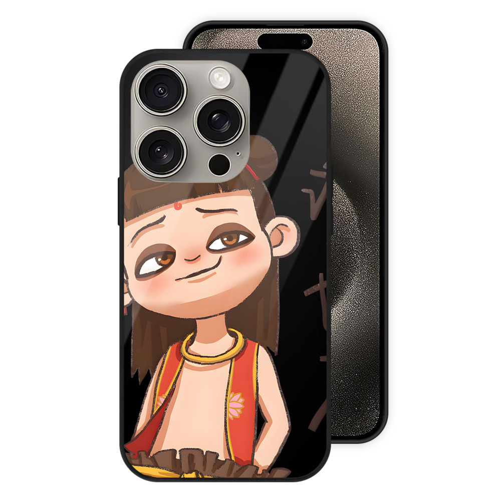 （画像用） Ne Zha 2 ナタ 魔童の大暴れ 【iPhone15Pro対応】スマホケース 耐衝撃＆黄変防止 背面ガラス