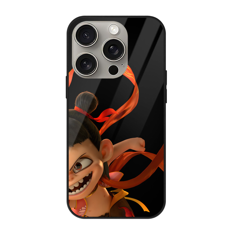 （画像用） Ne Zha 2 ナタ 魔童の大暴れ 【iPhone15Pro対応】スマホケース 耐衝撃＆黄変防止 背面ガラス