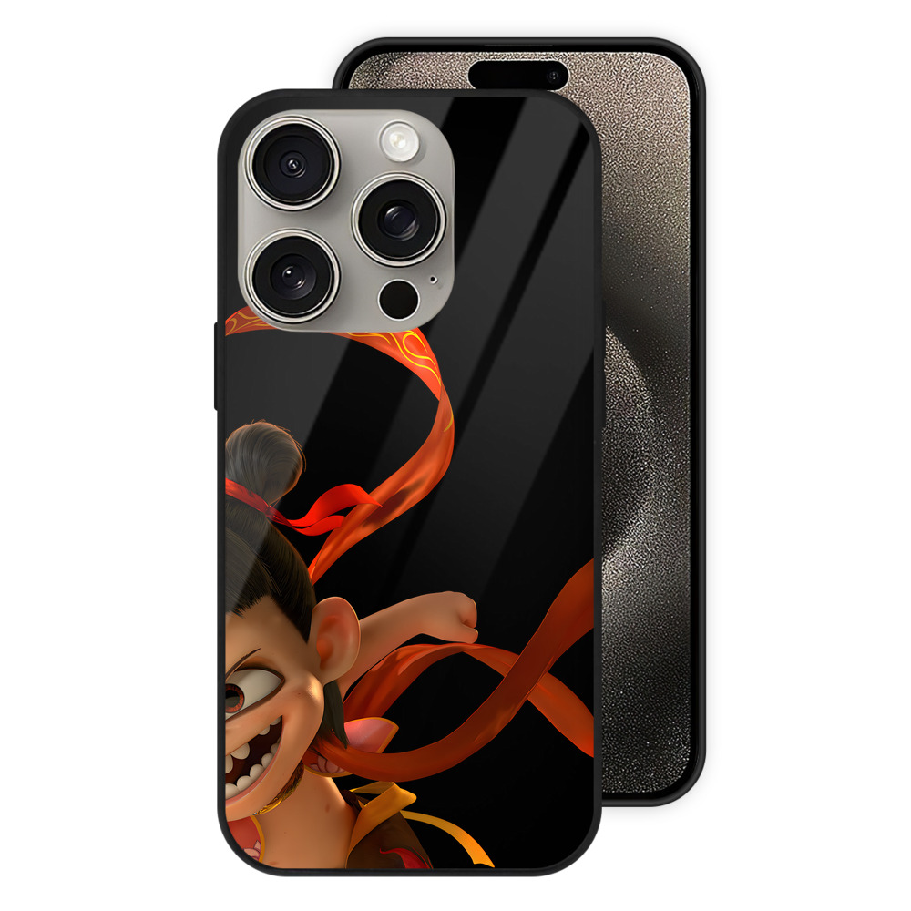 （画像用） Ne Zha 2 ナタ 魔童の大暴れ 【iPhone15Pro対応】スマホケース 耐衝撃＆黄変防止 背面ガラス