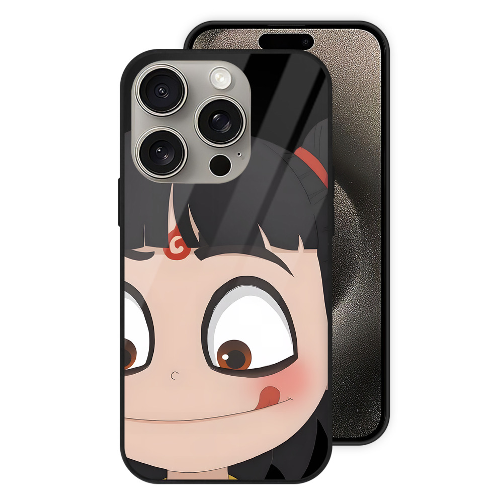 （画像用） Ne Zha 2 ナタ 魔童の大暴れ 【iPhone15Pro対応】スマホケース 耐衝撃＆黄変防止 背面ガラス