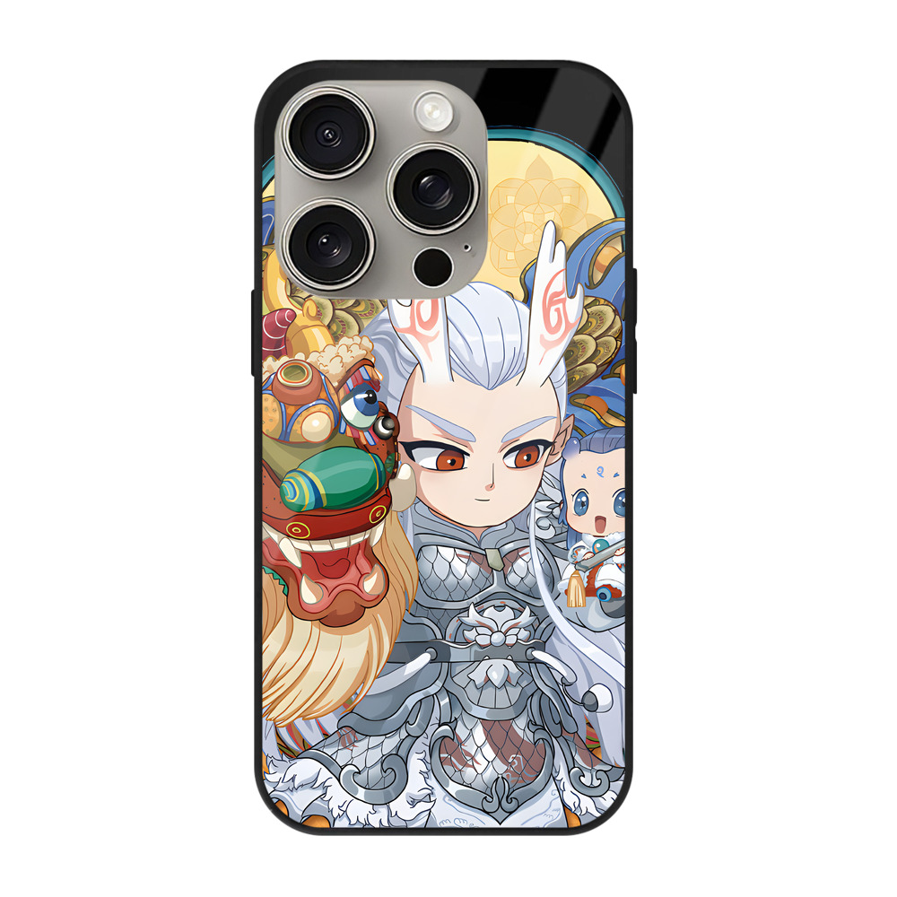 （画像用） Ne Zha 2 ナタ 魔童の大暴れ 【iPhone15Pro対応】スマホケース 耐衝撃＆黄変防止 背面ガラス