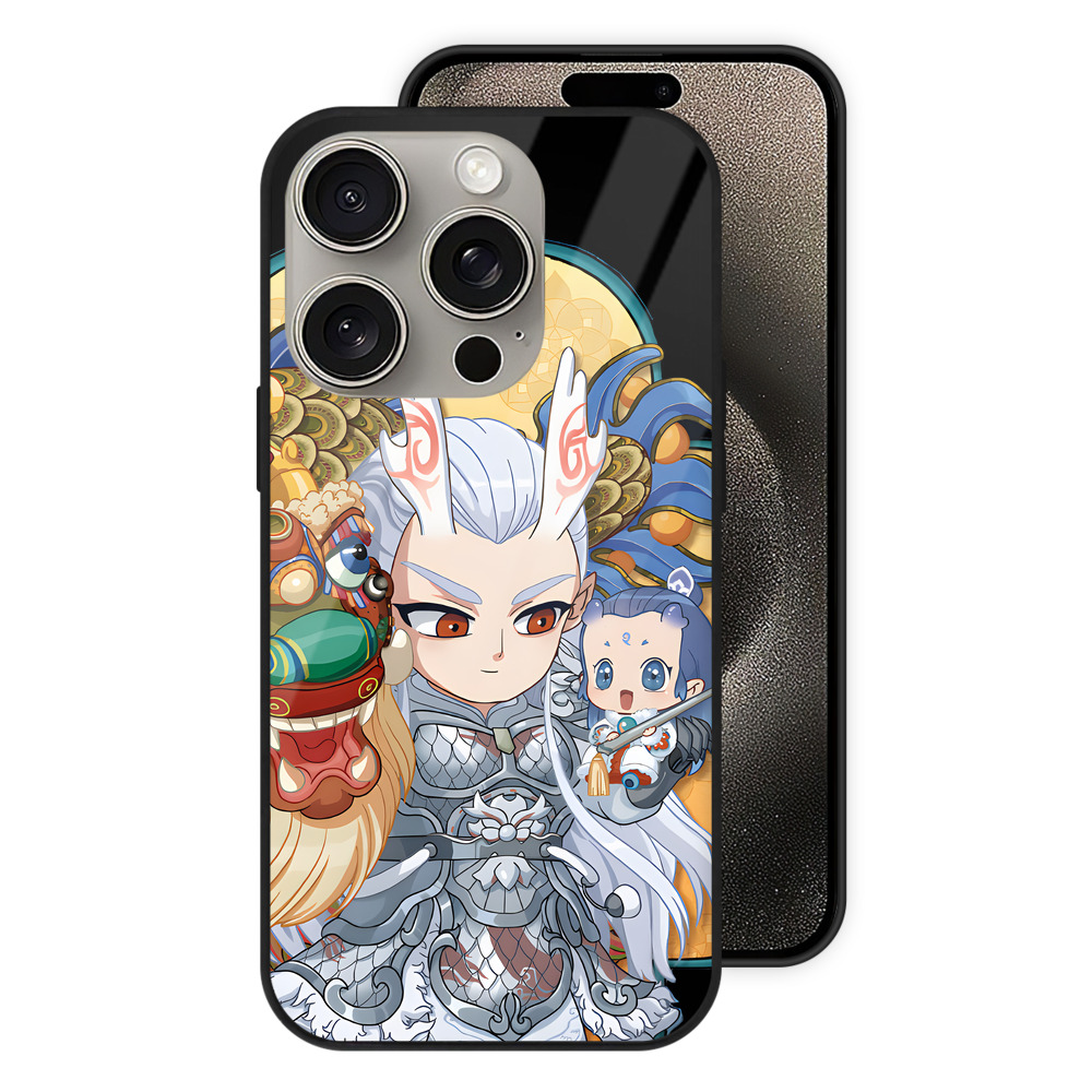 （画像用） Ne Zha 2 ナタ 魔童の大暴れ 【iPhone15Pro対応】スマホケース 耐衝撃＆黄変防止 背面ガラス