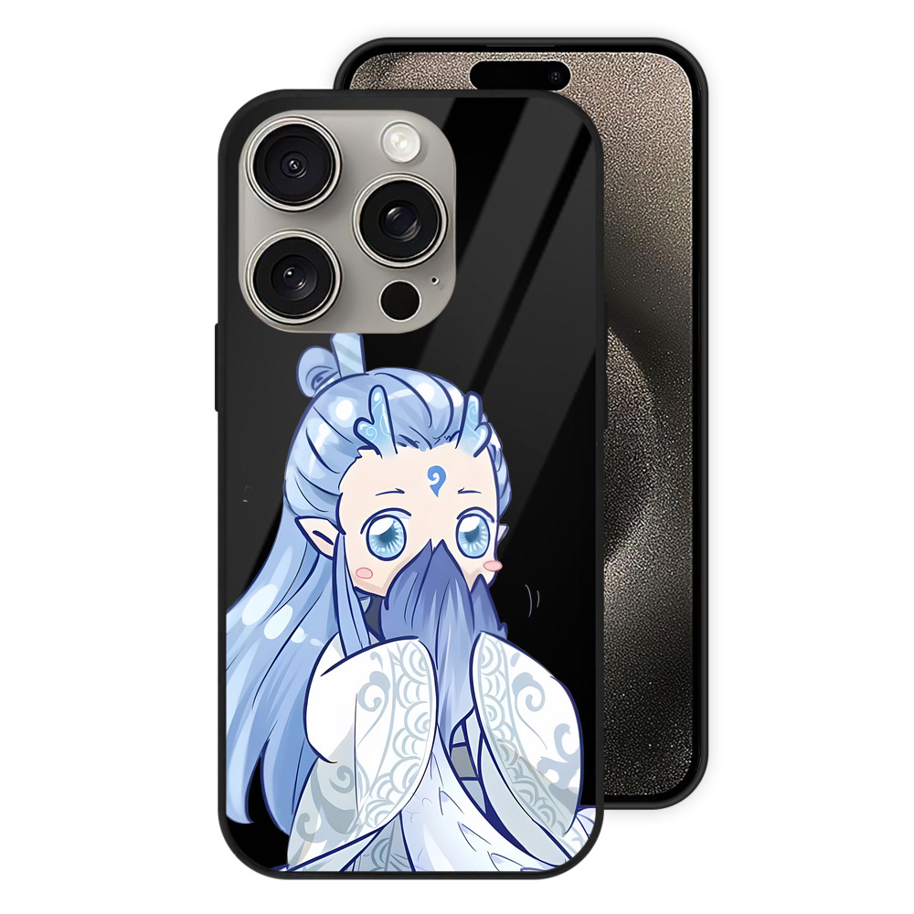 （画像用） Ne Zha 2 ナタ 魔童の大暴れ 【iPhone15Pro対応】スマホケース 耐衝撃＆黄変防止 背面ガラス