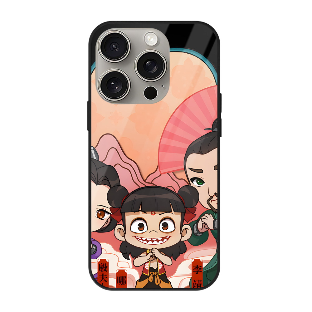（画像用） Ne Zha 2 ナタ 魔童の大暴れ 【iPhone15Pro対応】スマホケース 耐衝撃＆黄変防止 背面ガラス