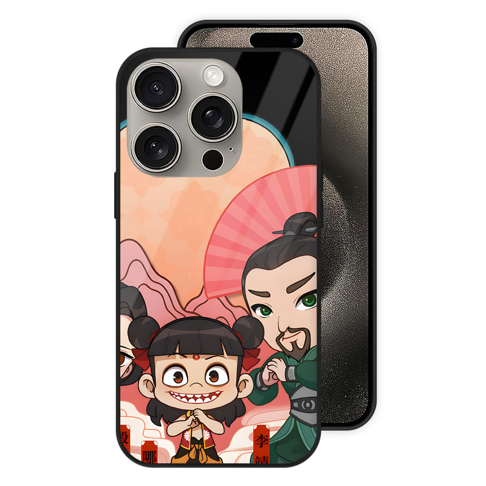 （画像用） Ne Zha 2 ナタ 魔童の大暴れ 【iPhone15Pro対応】スマホケース 耐衝撃＆黄変防止 背面ガラス