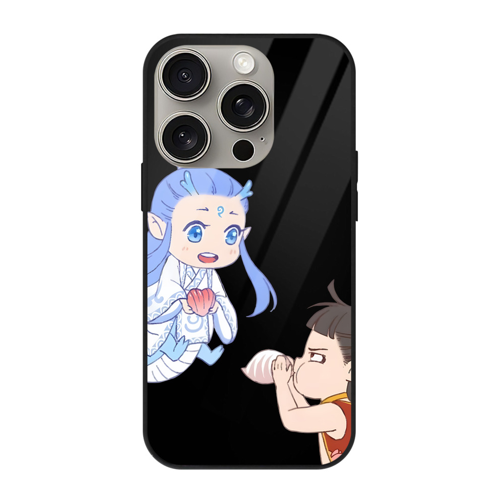 （画像用） Ne Zha 2 ナタ 魔童の大暴れ 【iPhone15Pro対応】スマホケース 耐衝撃＆黄変防止 背面ガラス