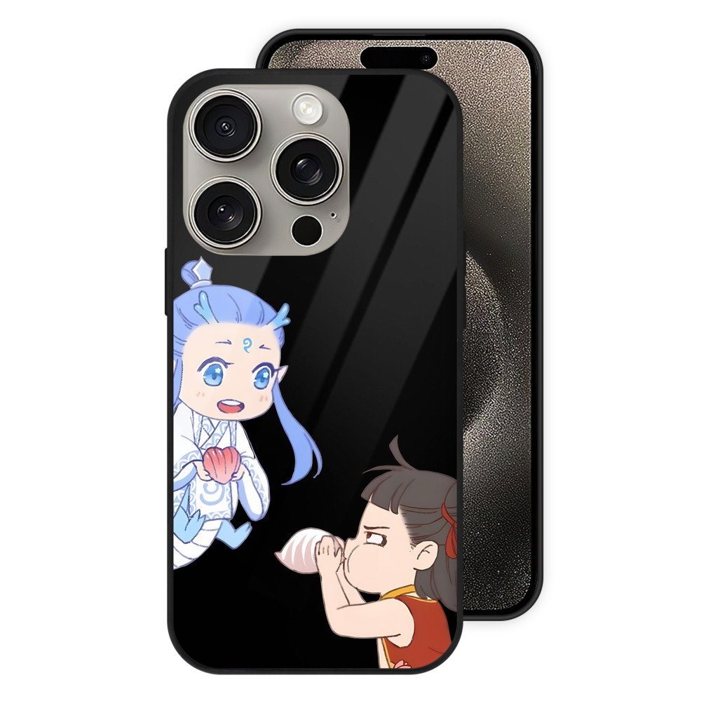 （画像用） Ne Zha 2 ナタ 魔童の大暴れ 【iPhone15Pro対応】スマホケース 耐衝撃＆黄変防止 背面ガラス