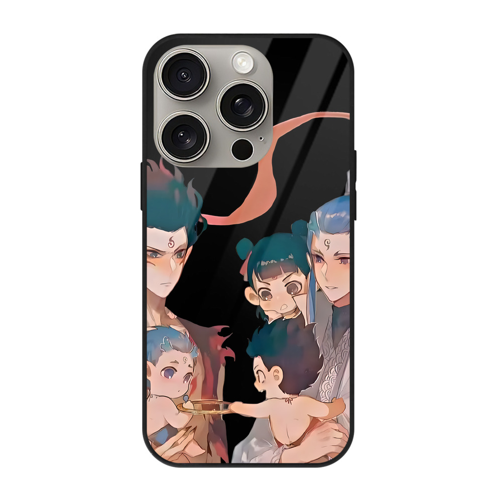 （画像用） Ne Zha 2 ナタ 魔童の大暴れ 【iPhone15Pro対応】スマホケース 耐衝撃＆黄変防止 背面ガラス