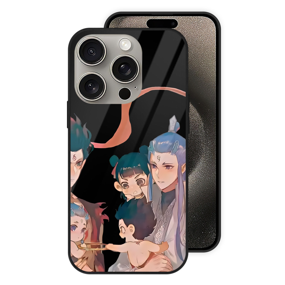 （画像用） Ne Zha 2 ナタ 魔童の大暴れ 【iPhone15Pro対応】スマホケース 耐衝撃＆黄変防止 背面ガラス