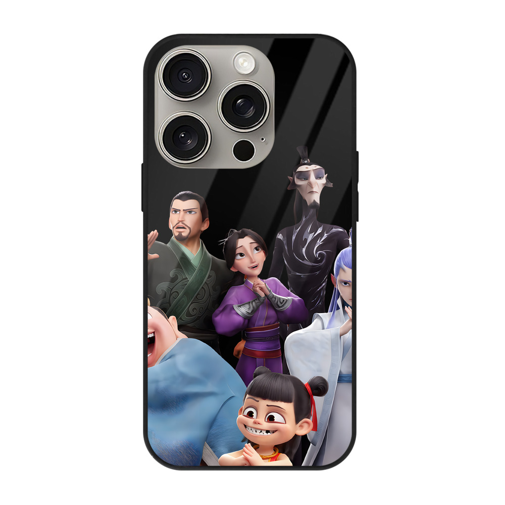 （画像用） Ne Zha 2 ナタ 魔童の大暴れ 【iPhone15Pro対応】スマホケース 耐衝撃＆黄変防止 背面ガラス