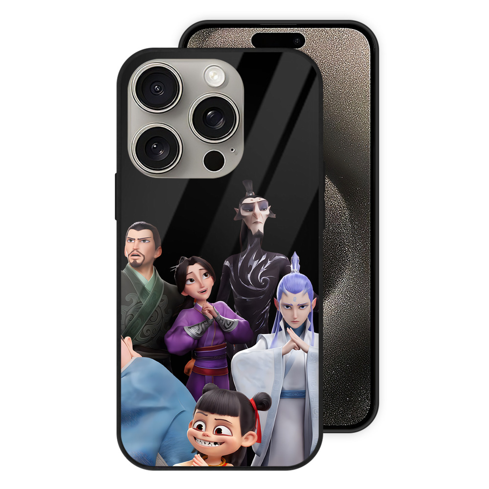 （画像用） Ne Zha 2 ナタ 魔童の大暴れ 【iPhone15Pro対応】スマホケース 耐衝撃＆黄変防止 背面ガラス