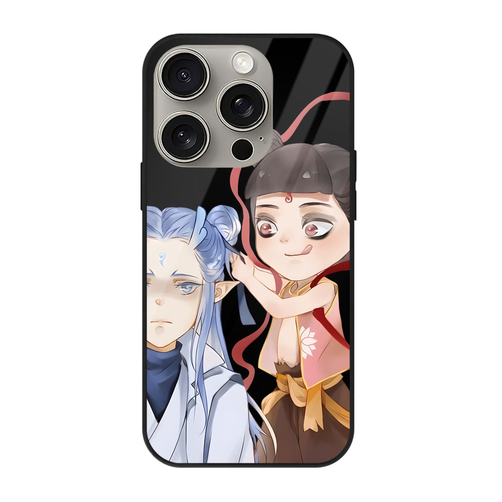 （画像用） Ne Zha 2 ナタ 魔童の大暴れ 【iPhone15Pro対応】スマホケース 耐衝撃＆黄変防止 背面ガラス