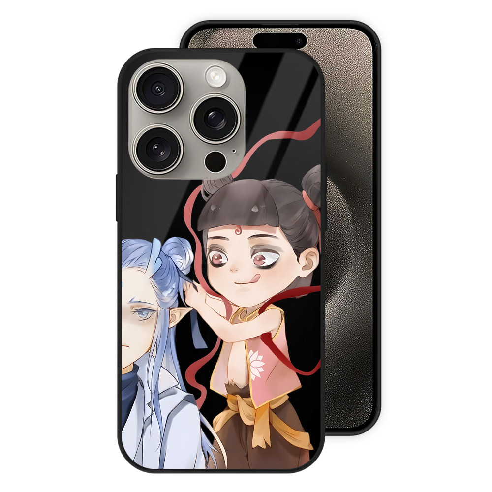 （画像用） Ne Zha 2 ナタ 魔童の大暴れ 【iPhone15Pro対応】スマホケース 耐衝撃＆黄変防止 背面ガラス