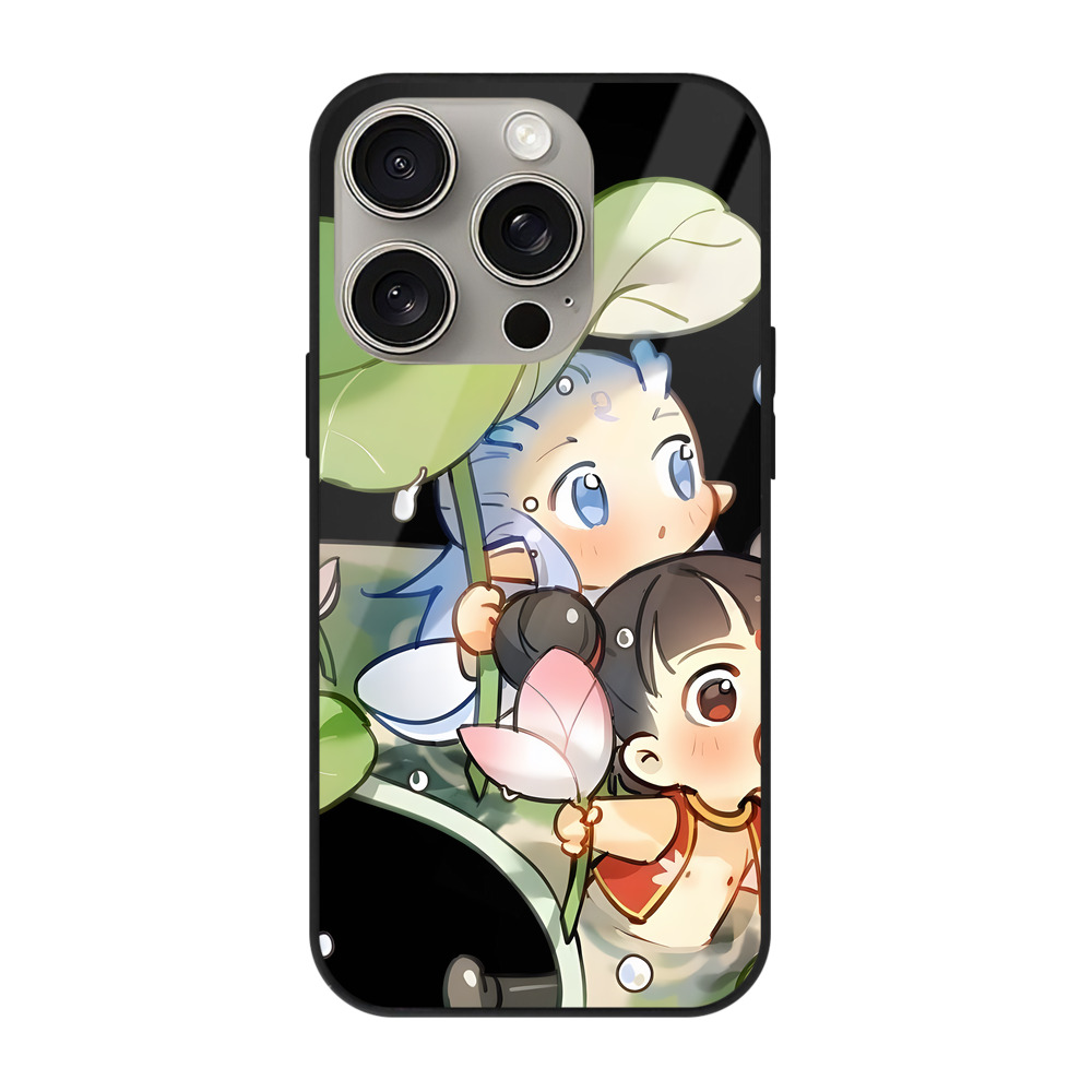 （画像用） Ne Zha 2 ナタ 魔童の大暴れ 【iPhone15Pro対応】スマホケース 耐衝撃＆黄変防止 背面ガラス