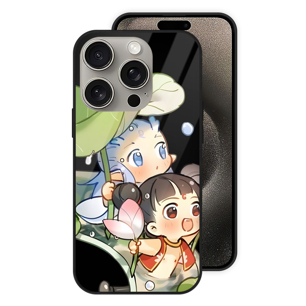 （画像用） Ne Zha 2 ナタ 魔童の大暴れ 【iPhone15Pro対応】スマホケース 耐衝撃＆黄変防止 背面ガラス