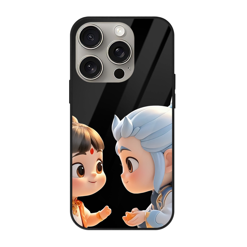 （画像用） Ne Zha 2 ナタ 魔童の大暴れ 【iPhone15Pro対応】スマホケース 耐衝撃＆黄変防止 背面ガラス