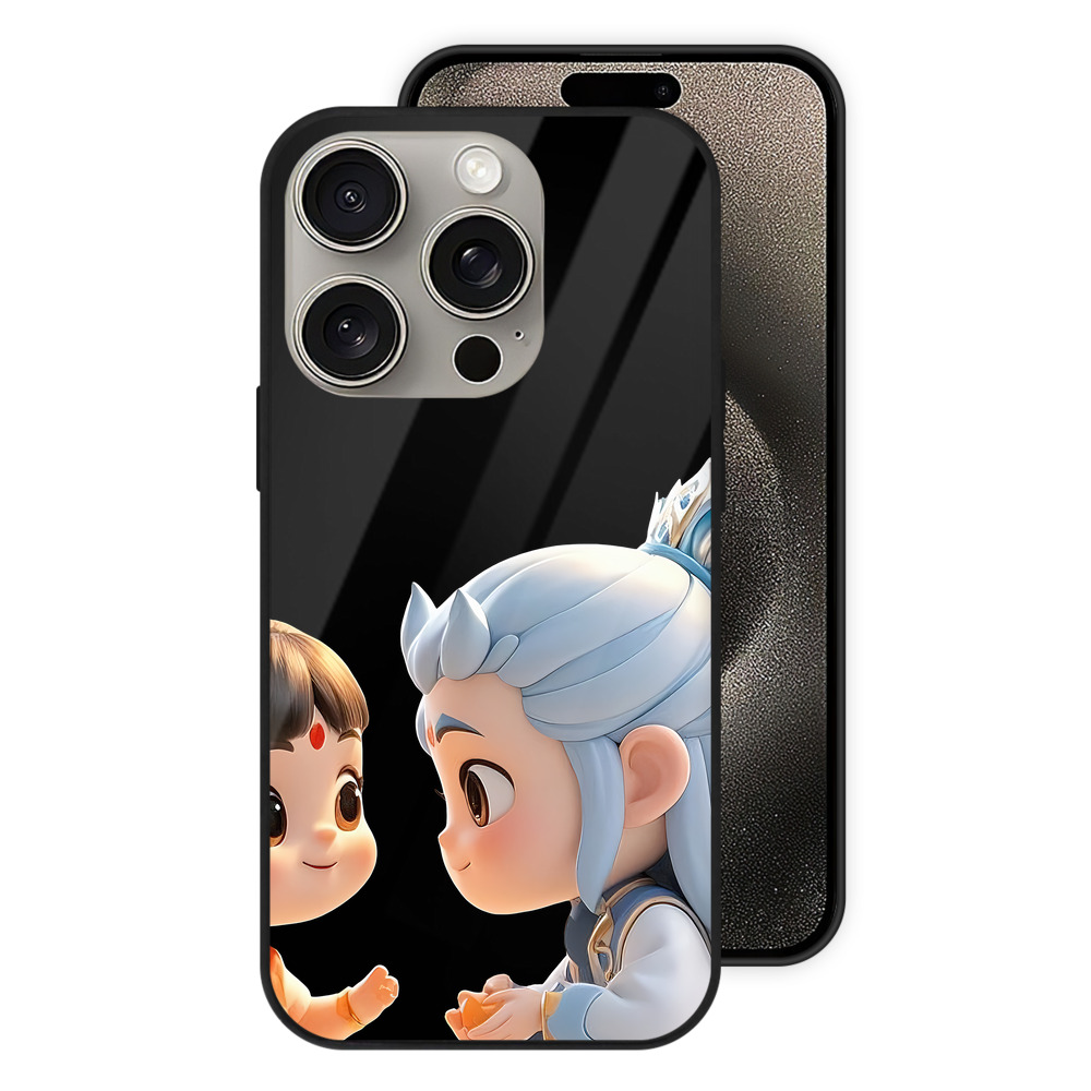 （画像用） Ne Zha 2 ナタ 魔童の大暴れ 【iPhone15Pro対応】スマホケース 耐衝撃＆黄変防止 背面ガラス