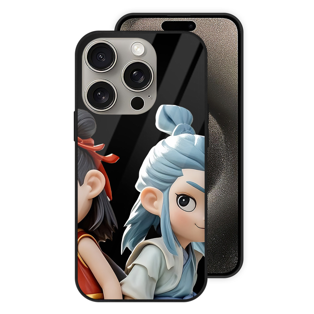 （画像用） Ne Zha 2 ナタ 魔童の大暴れ 【iPhone15Pro対応】スマホケース 耐衝撃＆黄変防止 背面ガラス