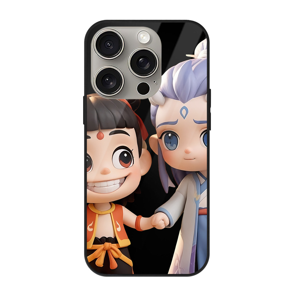 （画像用） Ne Zha 2 ナタ 魔童の大暴れ 【iPhone15Pro対応】スマホケース 耐衝撃＆黄変防止 背面ガラス