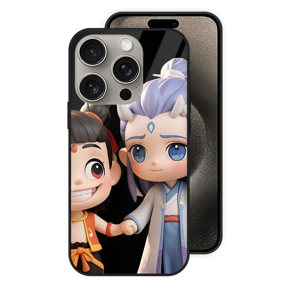 （画像用） Ne Zha 2 ナタ 魔童の大暴れ 【iPhone15Pro対応】スマホケース 耐衝撃＆黄変防止 背面ガラス