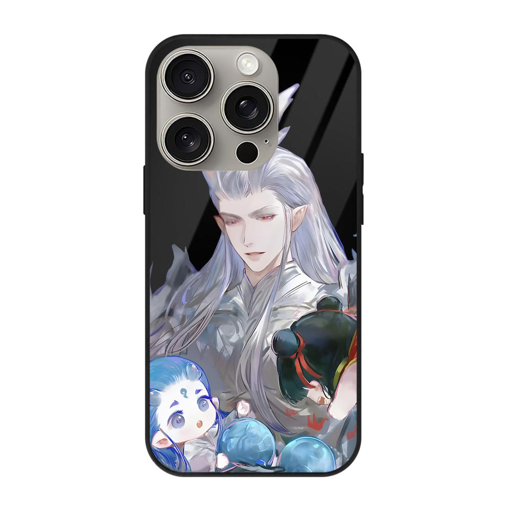 （画像用） Ne Zha 2 ナタ 魔童の大暴れ 【iPhone15Pro対応】スマホケース 耐衝撃＆黄変防止 背面ガラス
