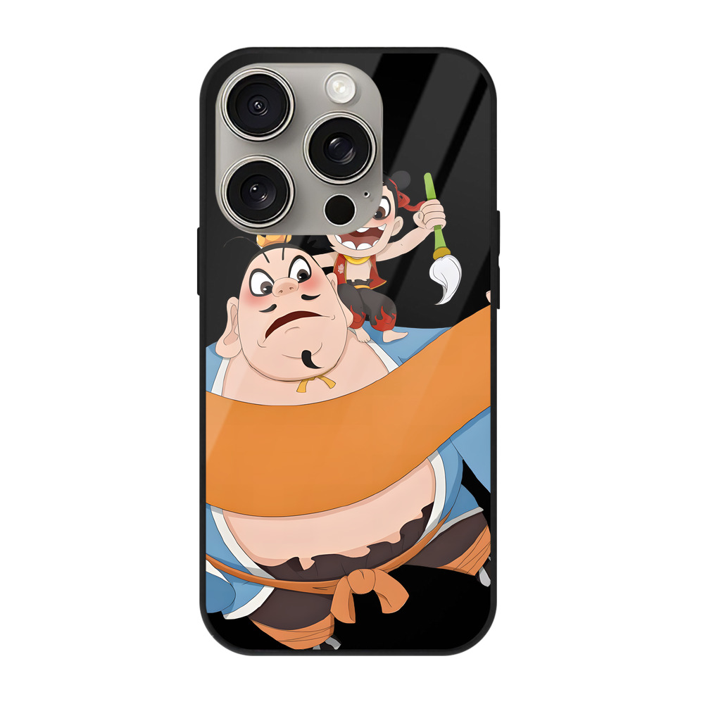 （画像用） Ne Zha 2 ナタ 魔童の大暴れ 【iPhone15Pro対応】スマホケース 耐衝撃＆黄変防止 背面ガラス