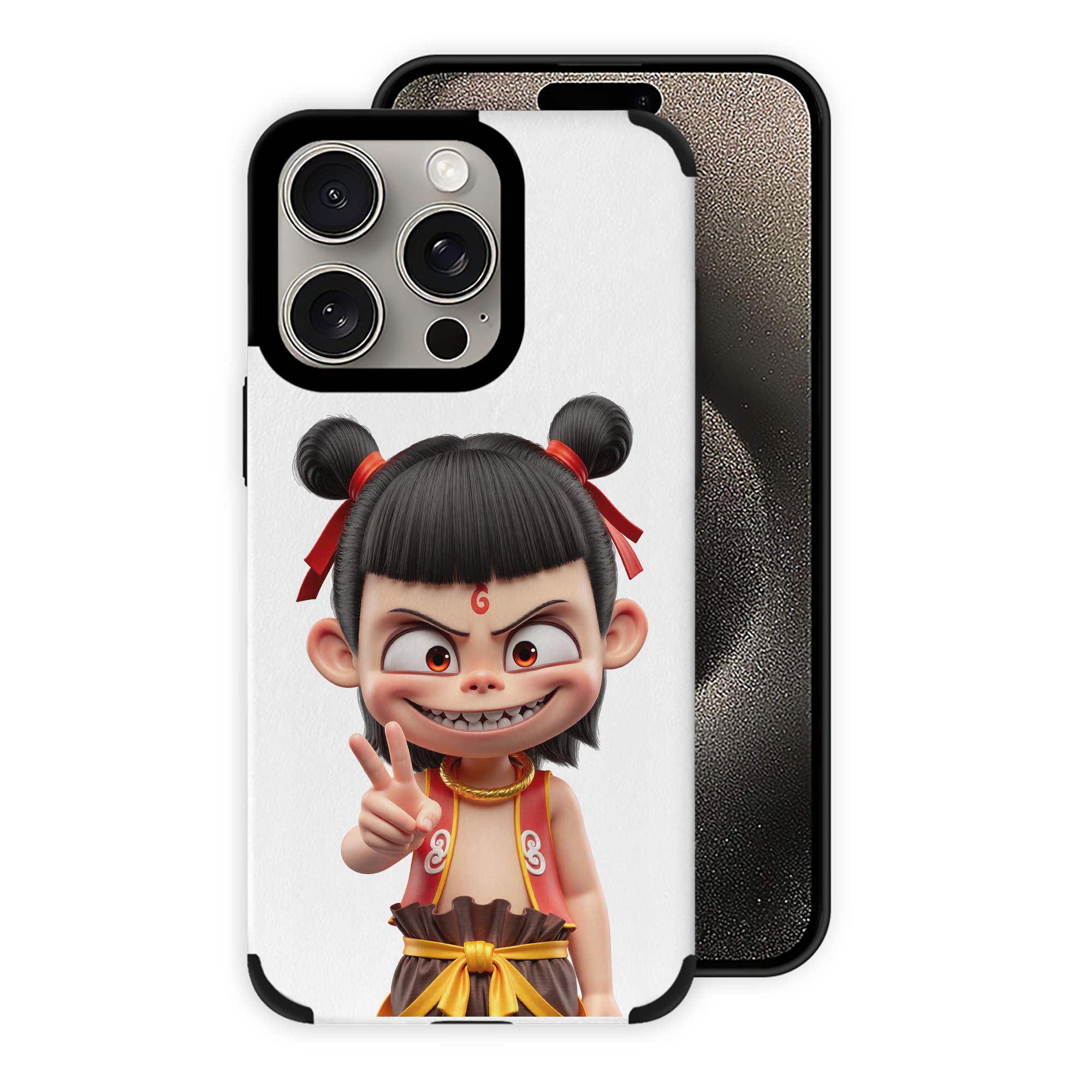 （画像用） Ne Zha 2 ナタ 魔童の大暴れ 【iPhone15ProMax対応】 PUレザー スマホケース 耐衝撃＆黄変防止