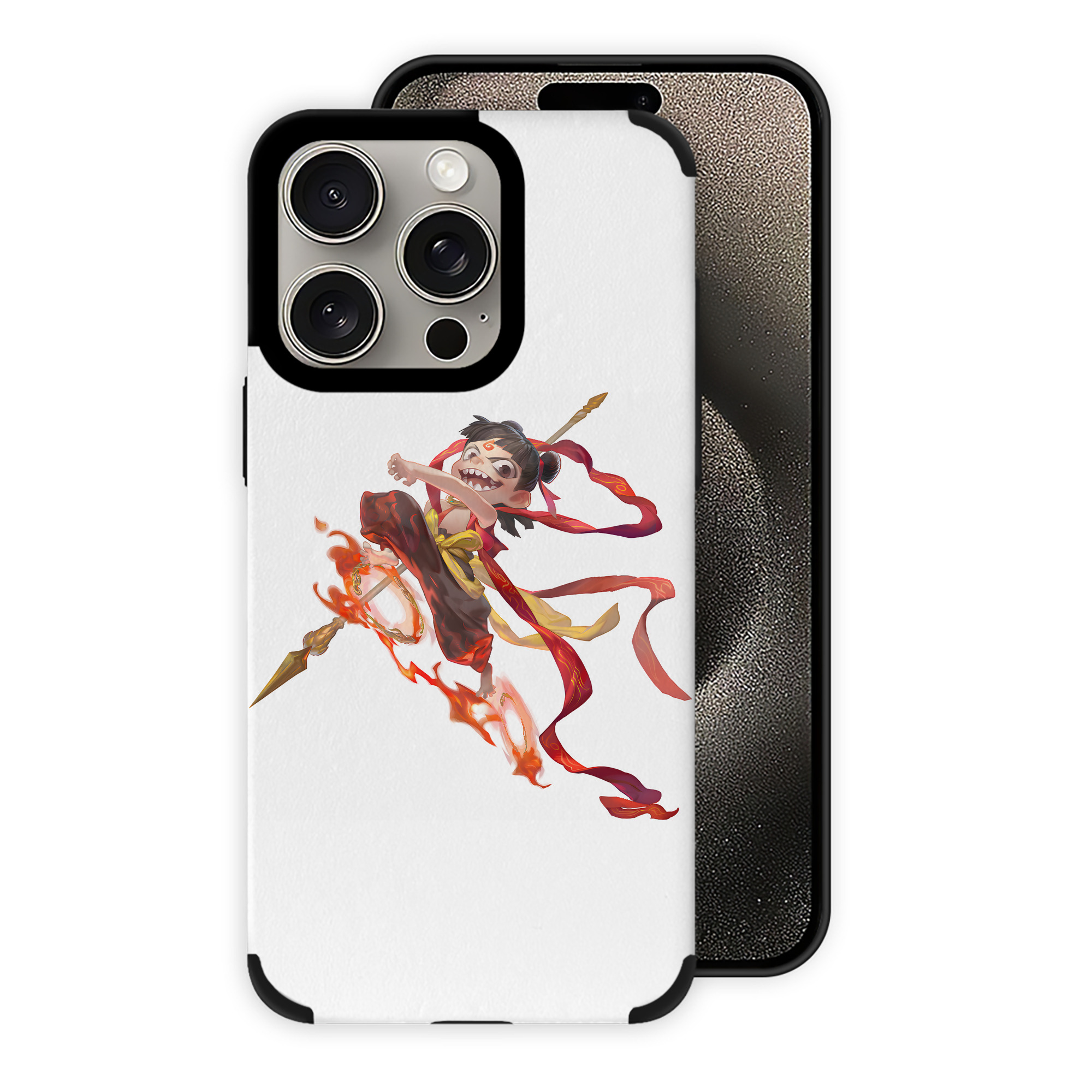 （画像用） Ne Zha 2 ナタ 魔童の大暴れ 【iPhone15ProMax対応】 PUレザー スマホケース 耐衝撃＆黄変防止