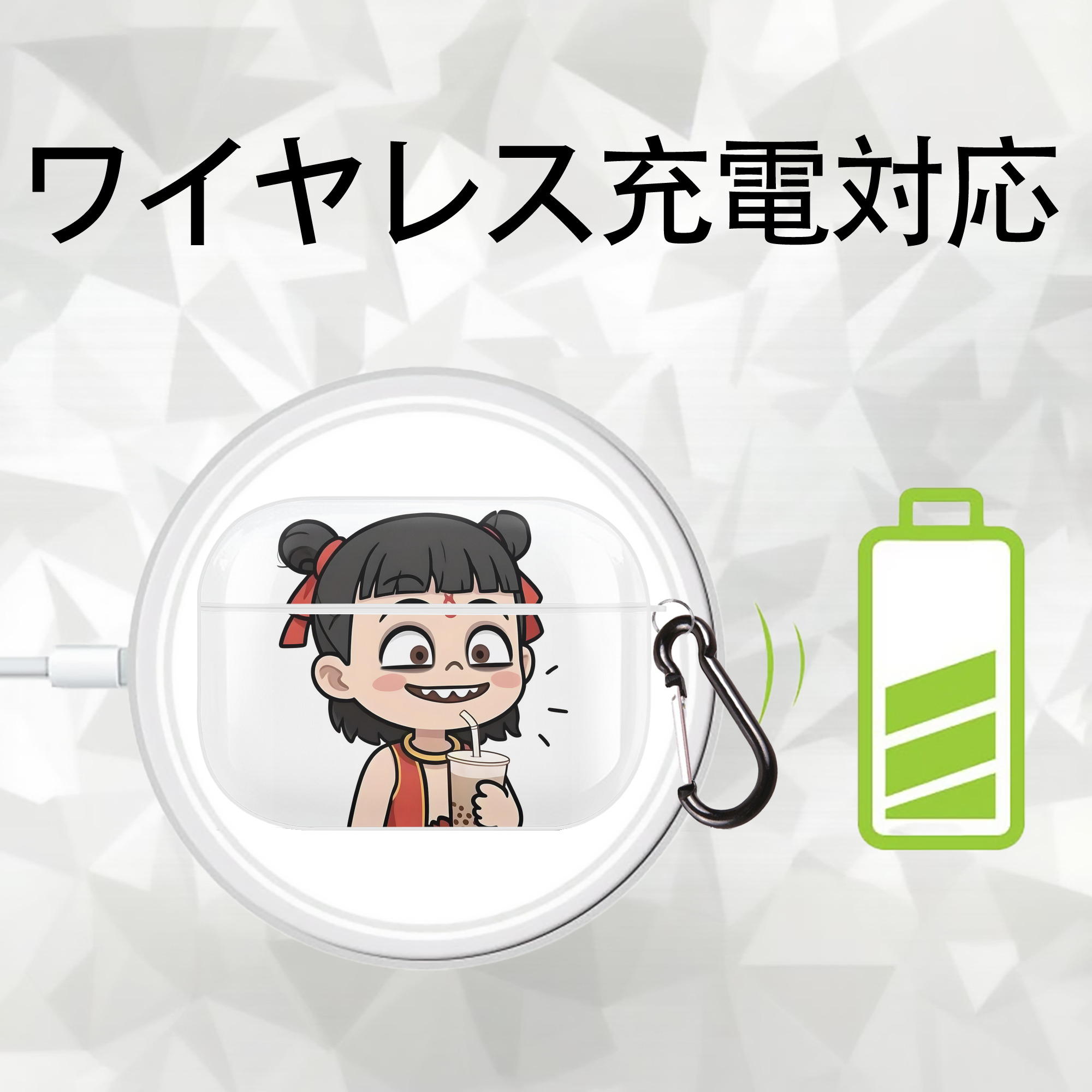 Ne Zha 2 ナタ 魔童の大暴れ 【AirPods Pro用】ハードシェル保護ケース 耐衝撃・防指紋・カラビナ付き商品仕様