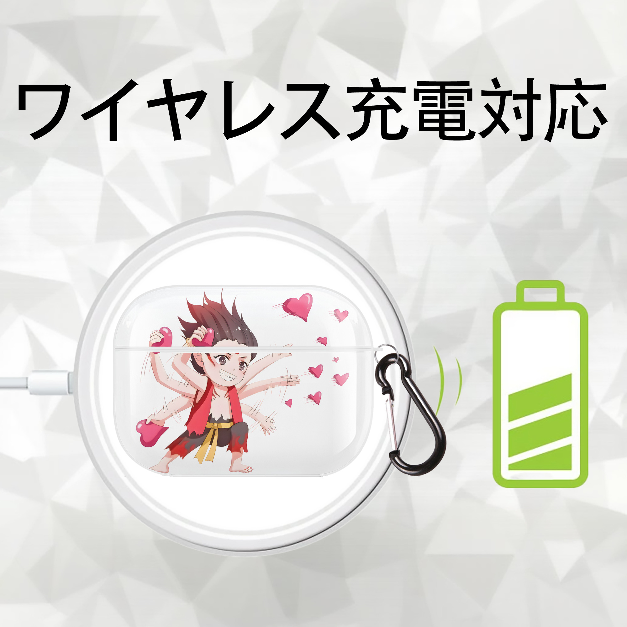 Ne Zha 2 ナタ 魔童の大暴れ 【AirPods Pro用】ハードシェル保護ケース 耐衝撃・防指紋・カラビナ付き商品仕様