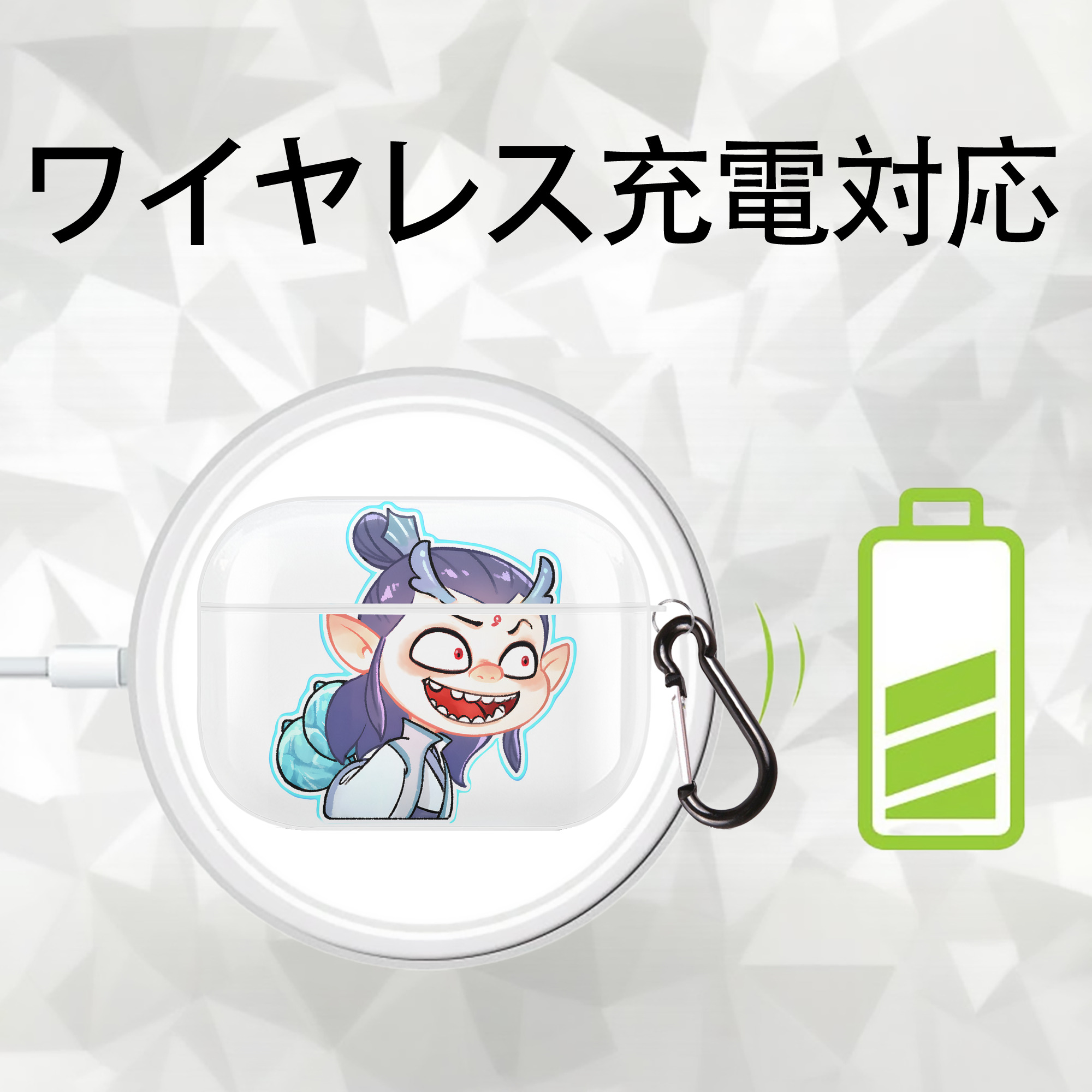 Ne Zha 2 ナタ 魔童の大暴れ 【AirPods Pro用】ハードシェル保護ケース 耐衝撃・防指紋・カラビナ付き商品仕様