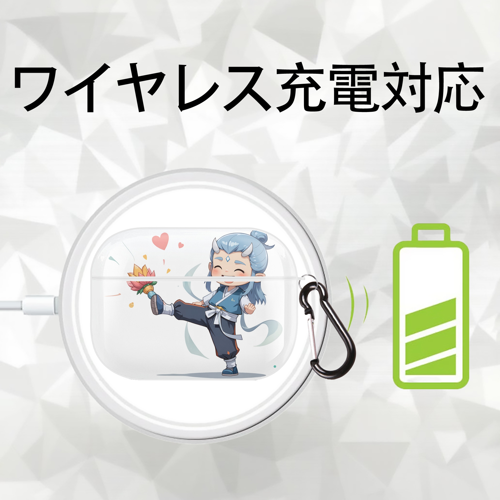 Ne Zha 2 ナタ 魔童の大暴れ 【AirPods Pro用】ハードシェル保護ケース 耐衝撃・防指紋・カラビナ付き商品仕様