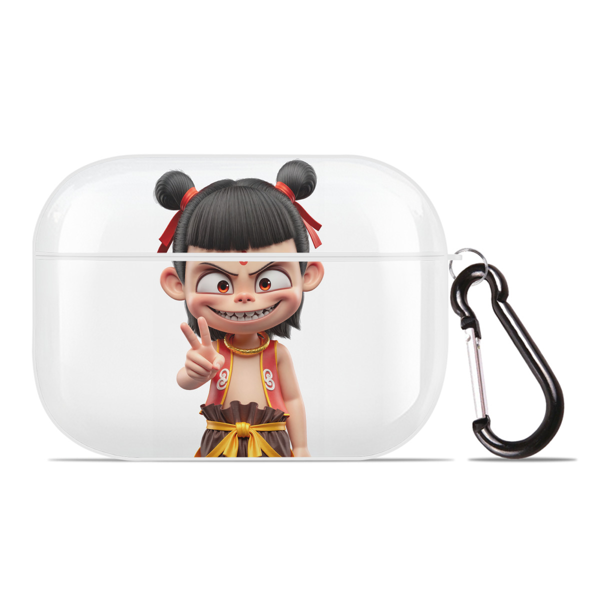 （画像用） Ne Zha 2 ナタ 魔童の大暴れ 【AirPods Pro用】ハードシェル保護ケース 耐衝撃・防指紋・カラビナ付き商品仕様