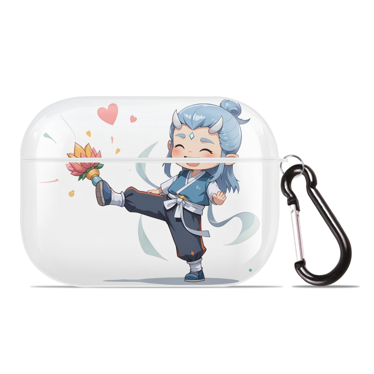 （画像用） Ne Zha 2 ナタ 魔童の大暴れ 【AirPods Pro用】ハードシェル保護ケース 耐衝撃・防指紋・カラビナ付き商品仕様
